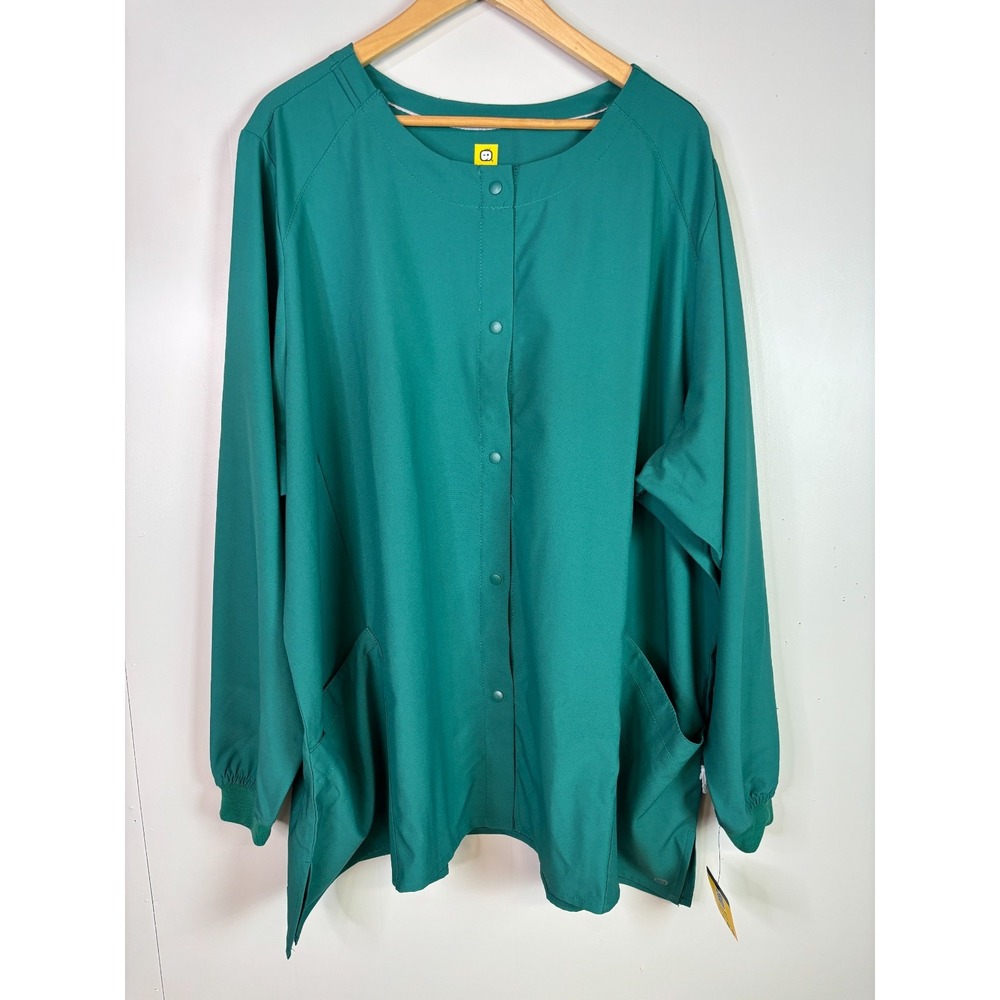 WonderWink W123 Scrub Jacket Womens 4X Teal Green Snap Front Warm Up Top Women's